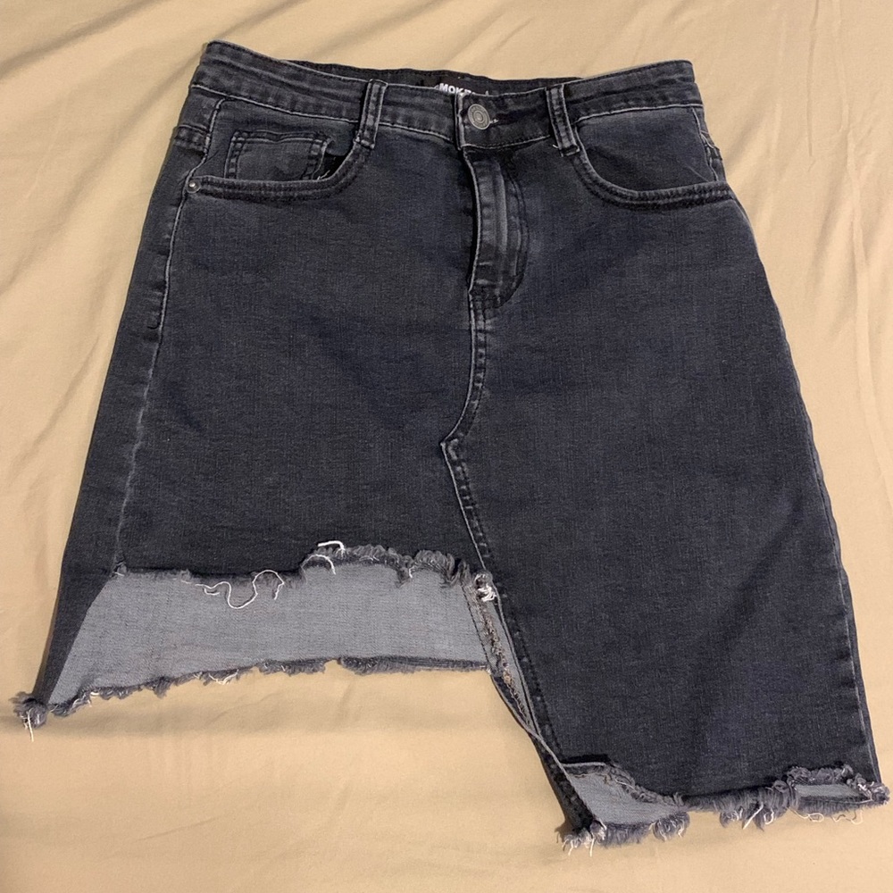 Black Asymmetrical Jean Skirt